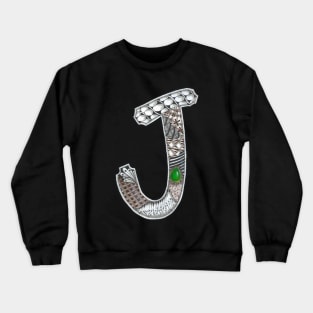 Doodled Initial J with Green Jade Crewneck Sweatshirt